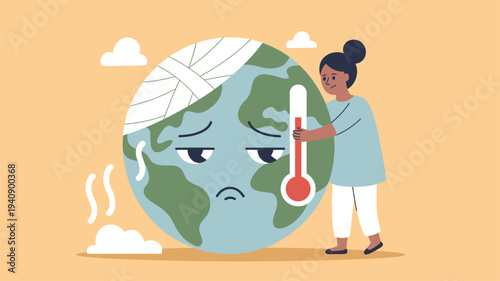Climate change sick Earth planet