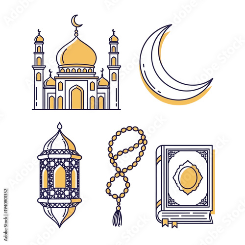 Islamic Symbols Mosque Crescent Moon Lantern.