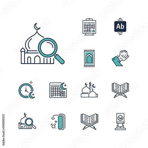 Collection of Islamic Symbols and Icons.