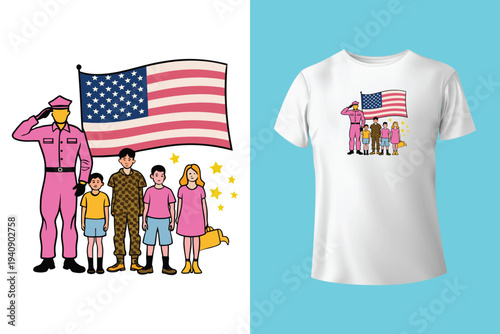 American Flag With Camo PNG