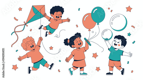 Happy Children Outdoor Playtime Fun