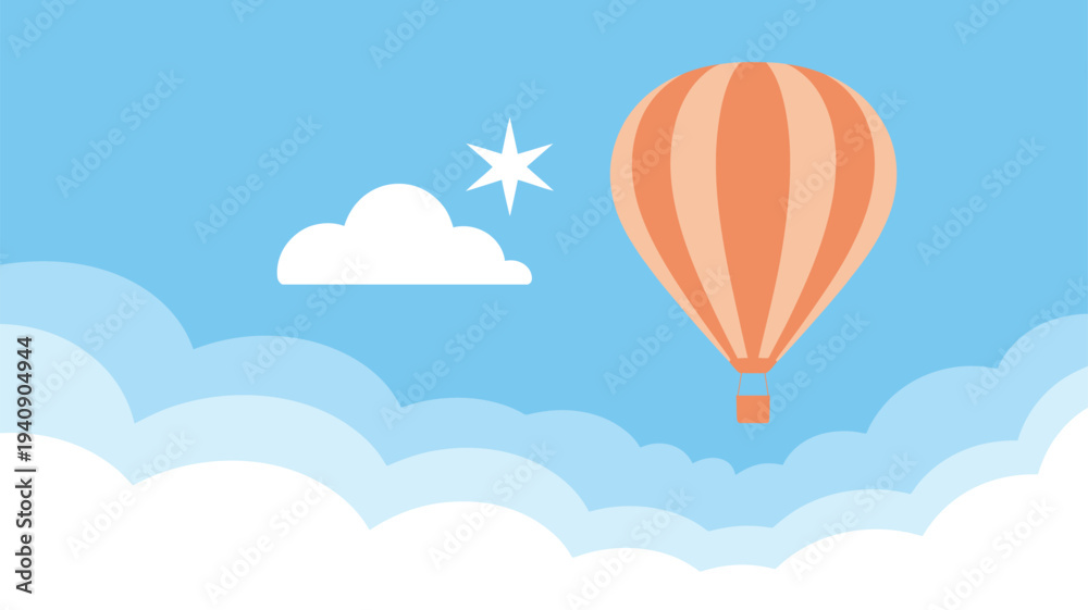 Obraz premium Hot air balloon clouds star sky