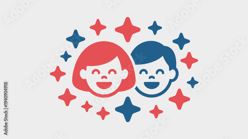 Happy smiling faces with stars