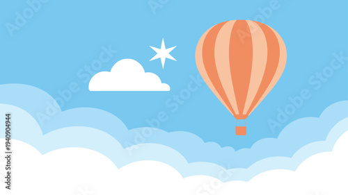 Hot air balloon clouds star sky