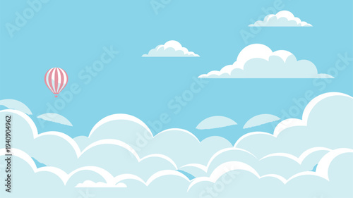 Hot air balloon cloudy sky