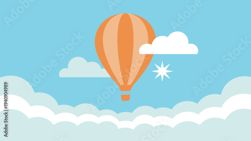 Hot air balloon sky clouds travel