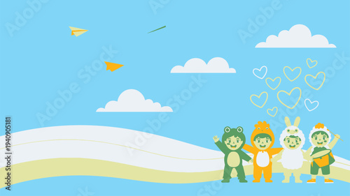 Kids animal costumes sky