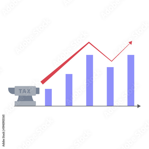 tax candle chart with arrow for business element