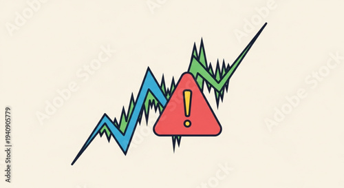 Warning sign with rising graph and exclamation mark symbolizing caution in financial growth or market volatility