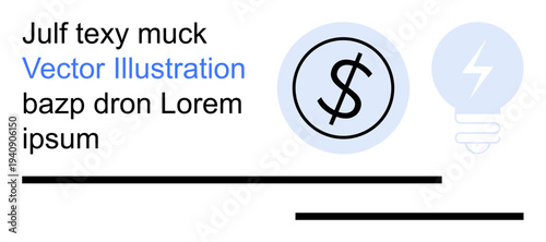Financial innovation, business ideas, creative solutions, economic concepts, technology integration, corporate strategy. Circular dollar sign icon and light bulb. Financial innovation and business