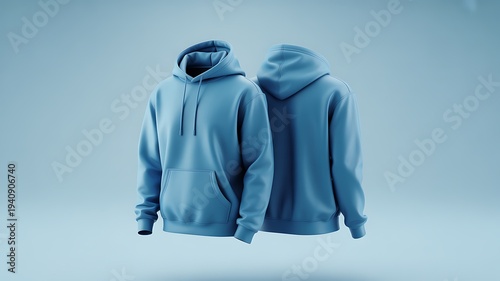 Blue hoodies front and back float