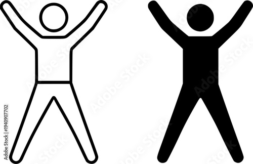 Jumping jack minimalist icon, outline and silhouette style, for sports design
