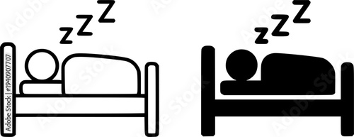 Sleeping minimalist icon, outline and silhouette style, for activity design