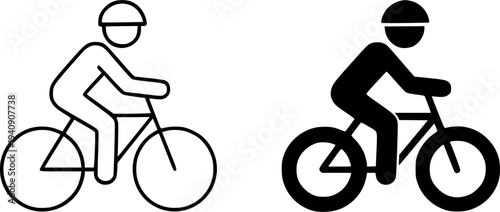 Cycling minimalist icon, outline and silhouette style, for sports design