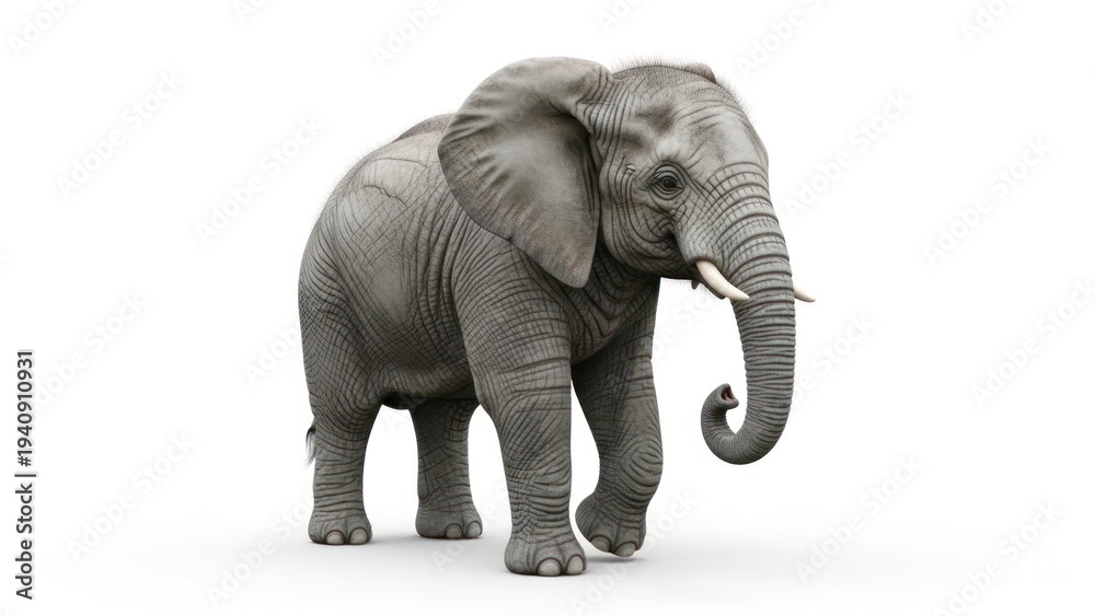 Fototapeta premium Gray elephant toy model standing.