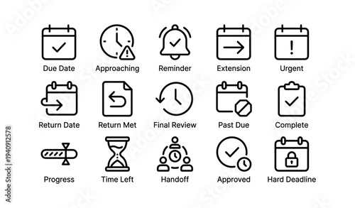 Icons depicting task management and time tracking symbols