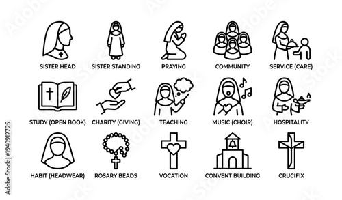 Icons of religious life: faith, service, and community symbolized