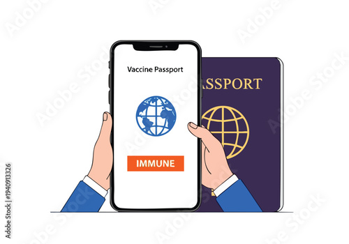 Vaccine Passport on Phone with Passport