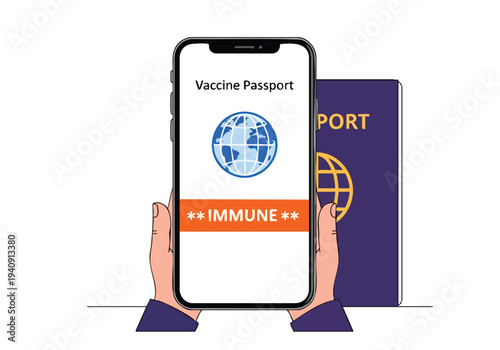 Digital Vaccine Passport on Smartphone, Global Immunity Concept