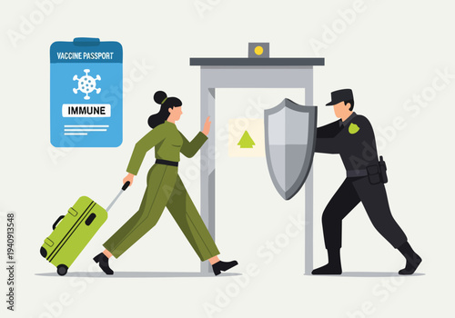 Vaccine Passport Travel Security. Immune Document Illustration. Global Health Pass Concept.
