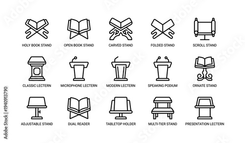 Collection of various book and podium stands