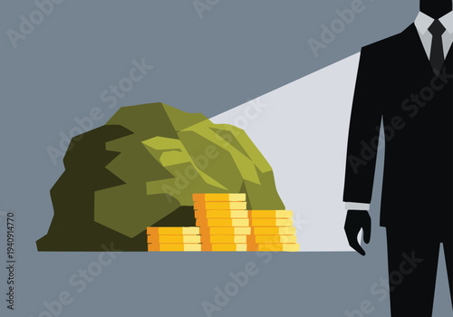 Hidden money. Illegal finance concept. Flat illustration. Financial crime.