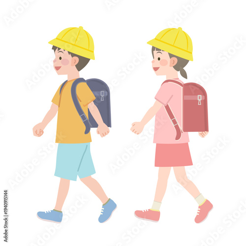 歩く小学生のイラスト