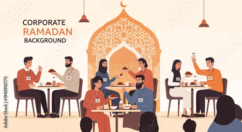 Elegant Ramadan Kareem background featuring crescent moon, glowing lanterns, and mosque silhouette with islamic geometric patterns, perfect for greeting cards, banners, and religious celebration desig