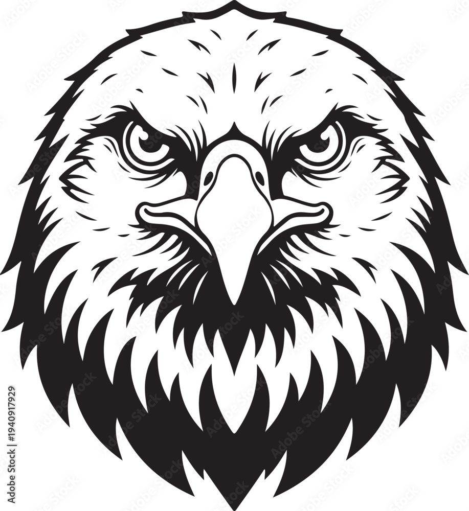 Fototapeta premium Eagle Head Silhouette Majestic Bird of Prey Logo Wildlife Icon