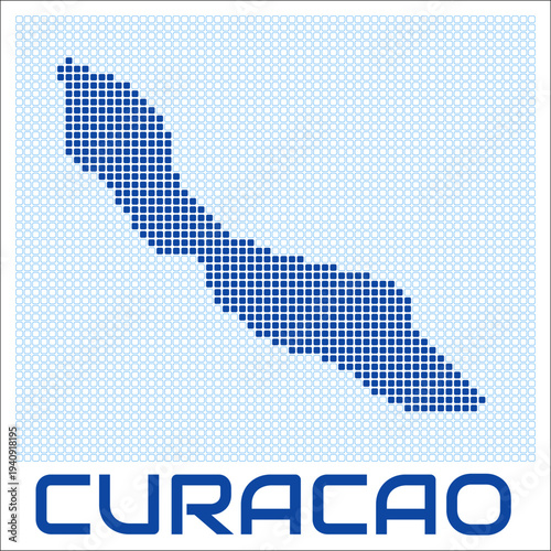 Curacao dot map. Dotted shape of the country. Curacao boundary dots with title. Vector illustration.