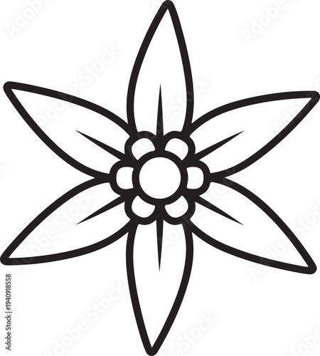 Edelweiss Flower Silhouette Alpine Blossom Botanical Nature Icon