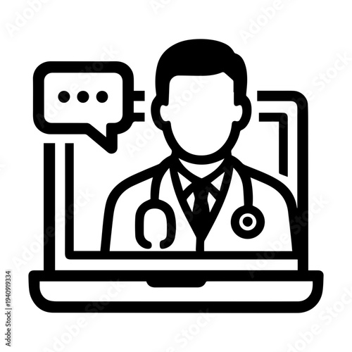 E-doctor consultation service signage icon with transparent background online medical service symbol
