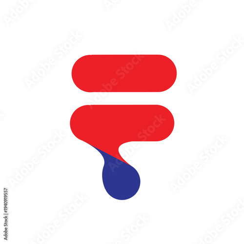 this is a logo of letter F in flat style in red and purple color on a white background