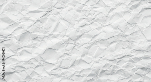 White Crumpled Paper Texture Abstract Background