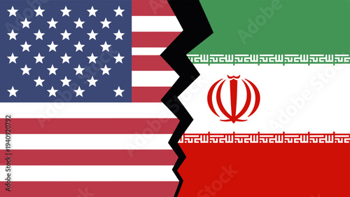 Political division concept: United States vs Iran