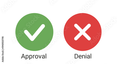 Approval and denial icons green check mark and red x symbols