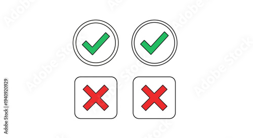 Check marks and cross marks design elements for graphic design and web usage
