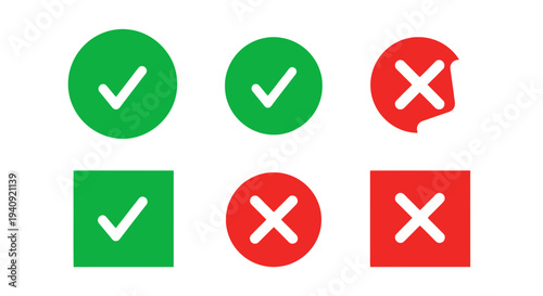 Graphic icons of check mark and plus sign for design and user interface