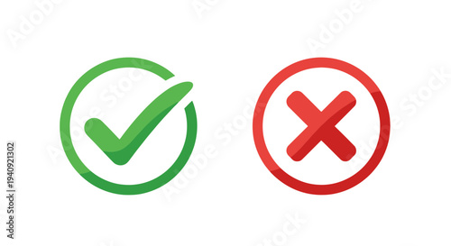 Green check mark and red cross icons illustrating positive and negative choices
