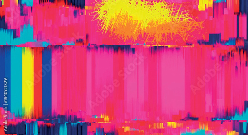 Vibrant Neon Glitch Abstract Digital Background