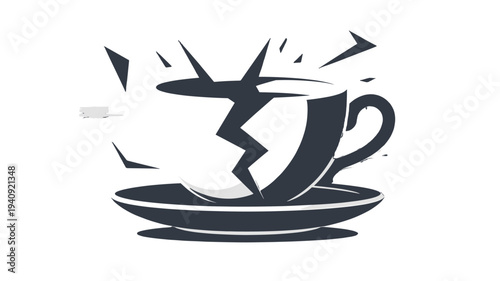 Shattered Tea Cup Illustration.