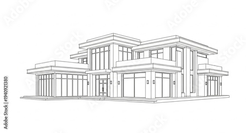 Modern Architectural Sketch of a Large Luxury House.