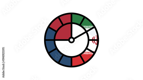 A diverse, symbolic illustration depicting elements of a nation's identity within a clock design.