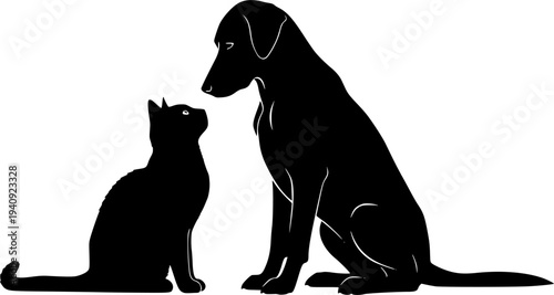 Cute dog and cat best friends. Transparent background EPS version.