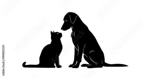 Cute dog and cat best friends. Transparent background SVG version.