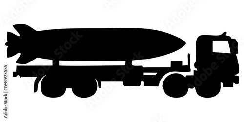 silhouette of a military missile launcher truck