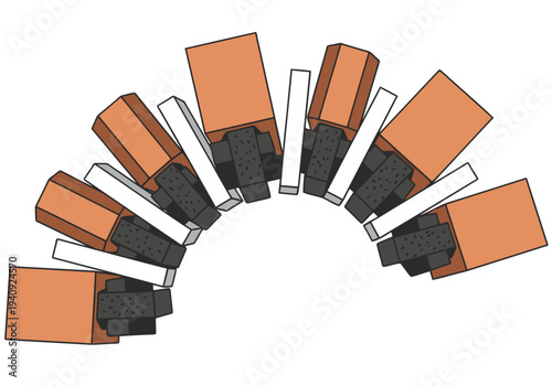 Detailed illustration showcases a generator stator copper core, highlighting its segmented design and components. Clean, modern style for technical diagrams and educational materials.
