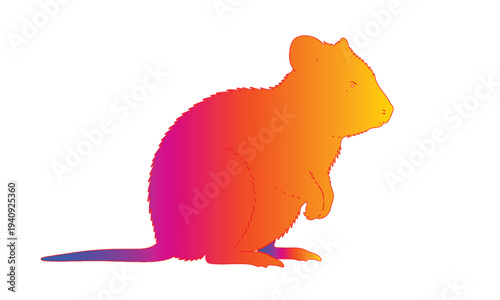Vibrant Gradient Rat Silhouette Vector, Standing Rodent Icon, Colorful Animal Art