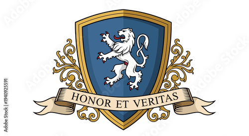 Lion Crest with Honor et Veritas Banner.
