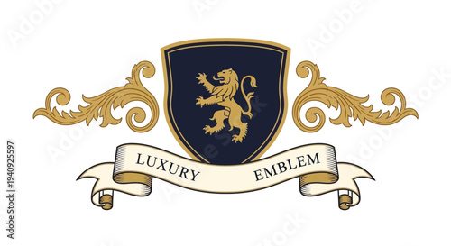 Luxury Emblem with Golden Lion Crest.